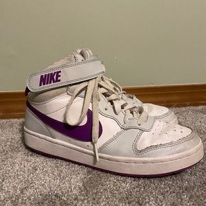 Nike court borough mid 2 big kids purple high top